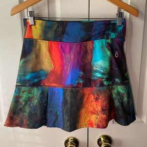 dona jo Colorful Abstract Print Tiered Pickleball Tennis Golf Skort SZ 2 (L)